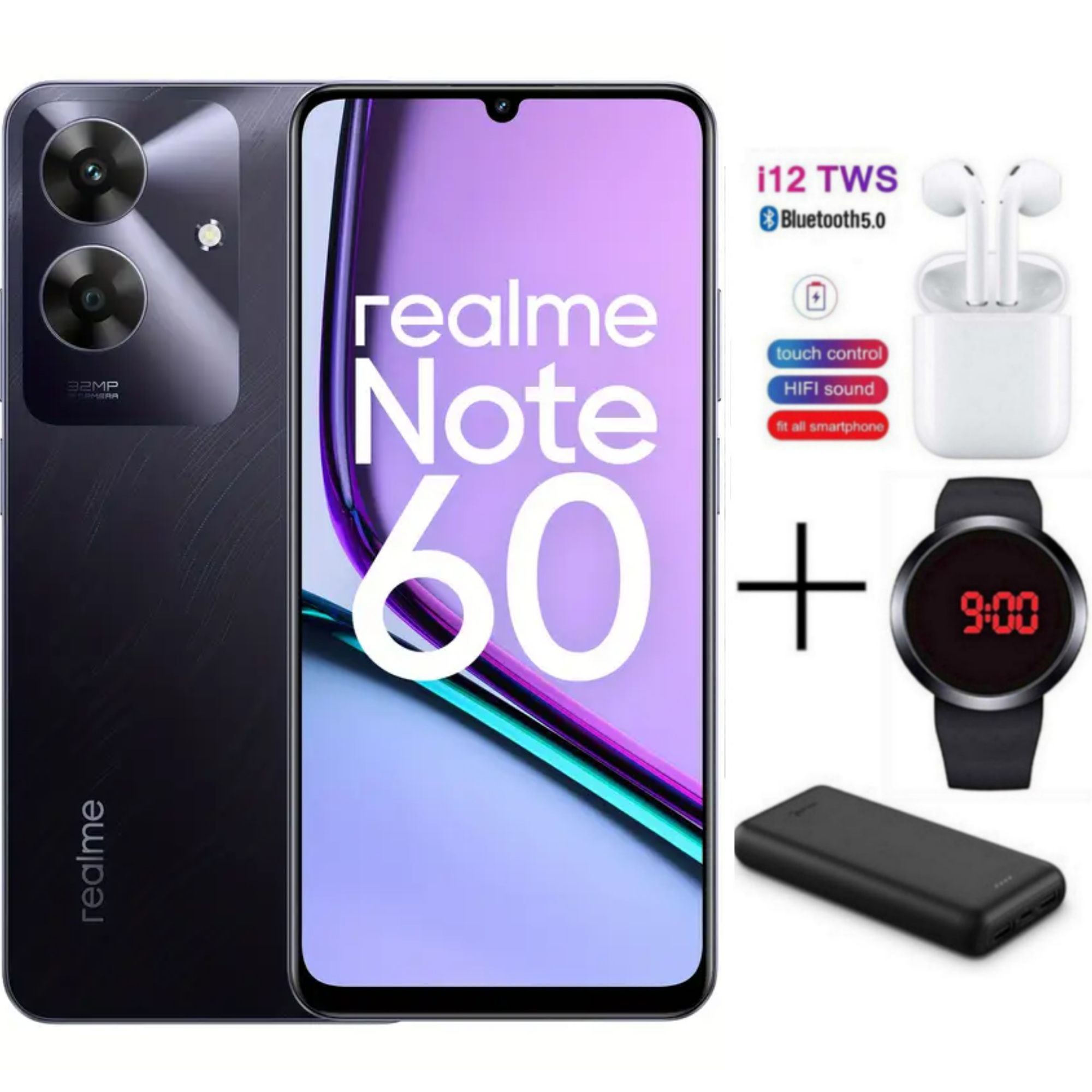 New Arrival Realme Note 60 128GB ROM + 8(4+4)GB RAM 6.74" 90Hz 32MP AI Camera IP64 Drop Dust Water Resistant Android 14 Ultra Slim 5000mAh Type-C Fingerprint phone + FREE GIFTS AVAILABLE
