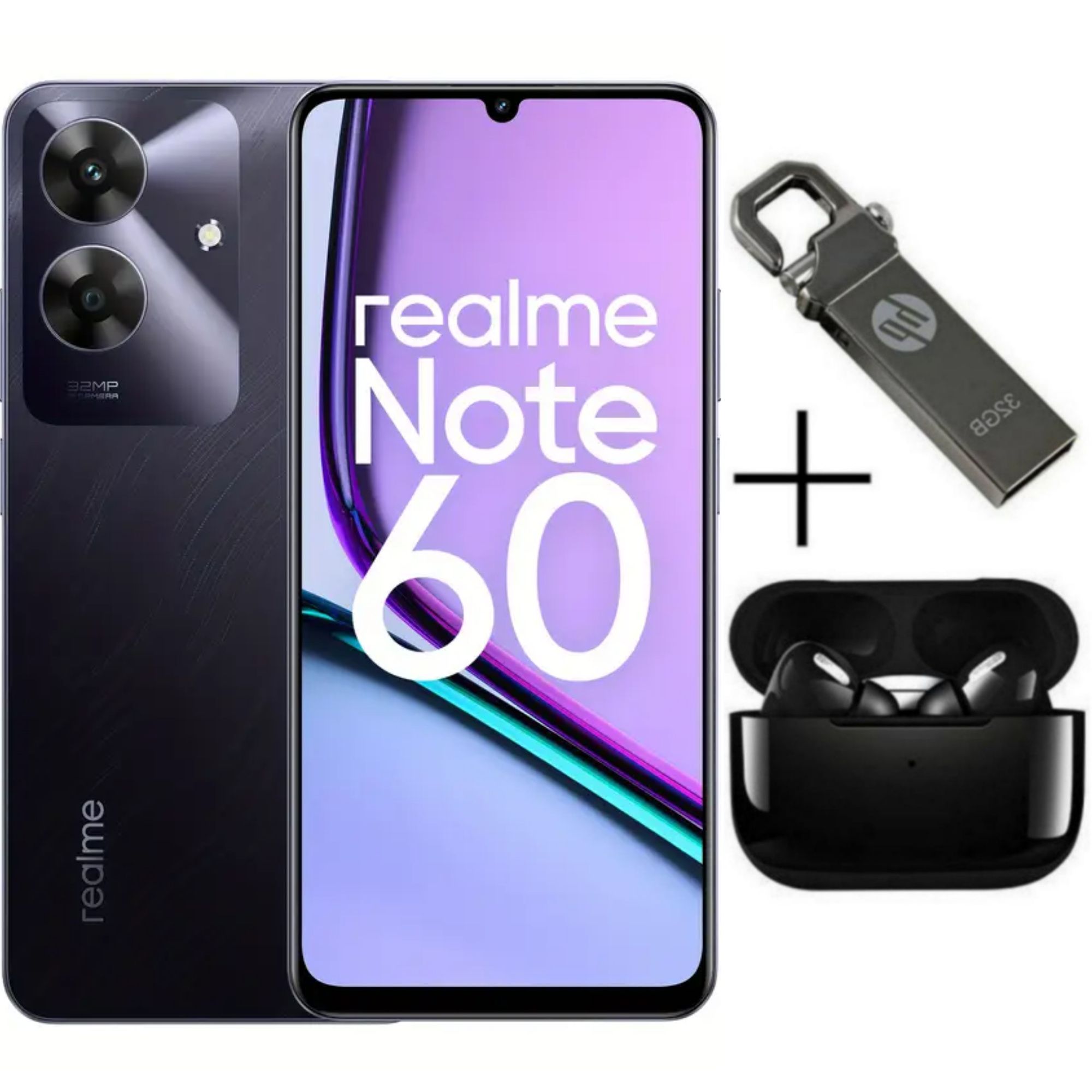 New Arrival Realme Note 60 128GB ROM + 8(4+4)GB RAM 6.74" 90Hz 32MP AI Camera IP64 Drop Dust Water Resistant Android 14 Ultra Slim 5000mAh Type-C Fingerprint phone + FREE GIFTS AVAILABLE
