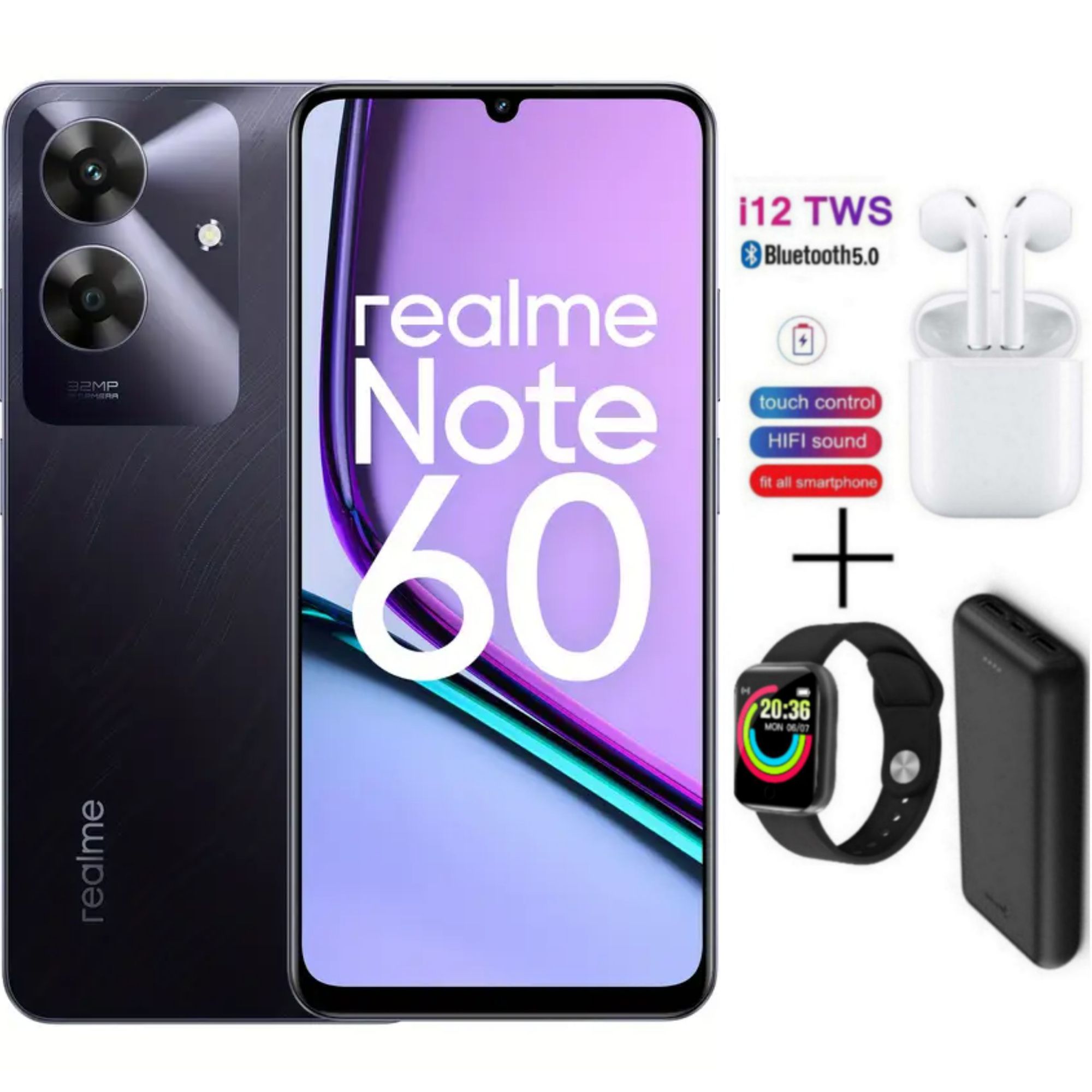 New Arrival Realme Note 60 128GB ROM + 8(4+4)GB RAM 6.74" 90Hz 32MP AI Camera IP64 Drop Dust Water Resistant Android 14 Ultra Slim 5000mAh Type-C Fingerprint phone + FREE GIFTS AVAILABLE