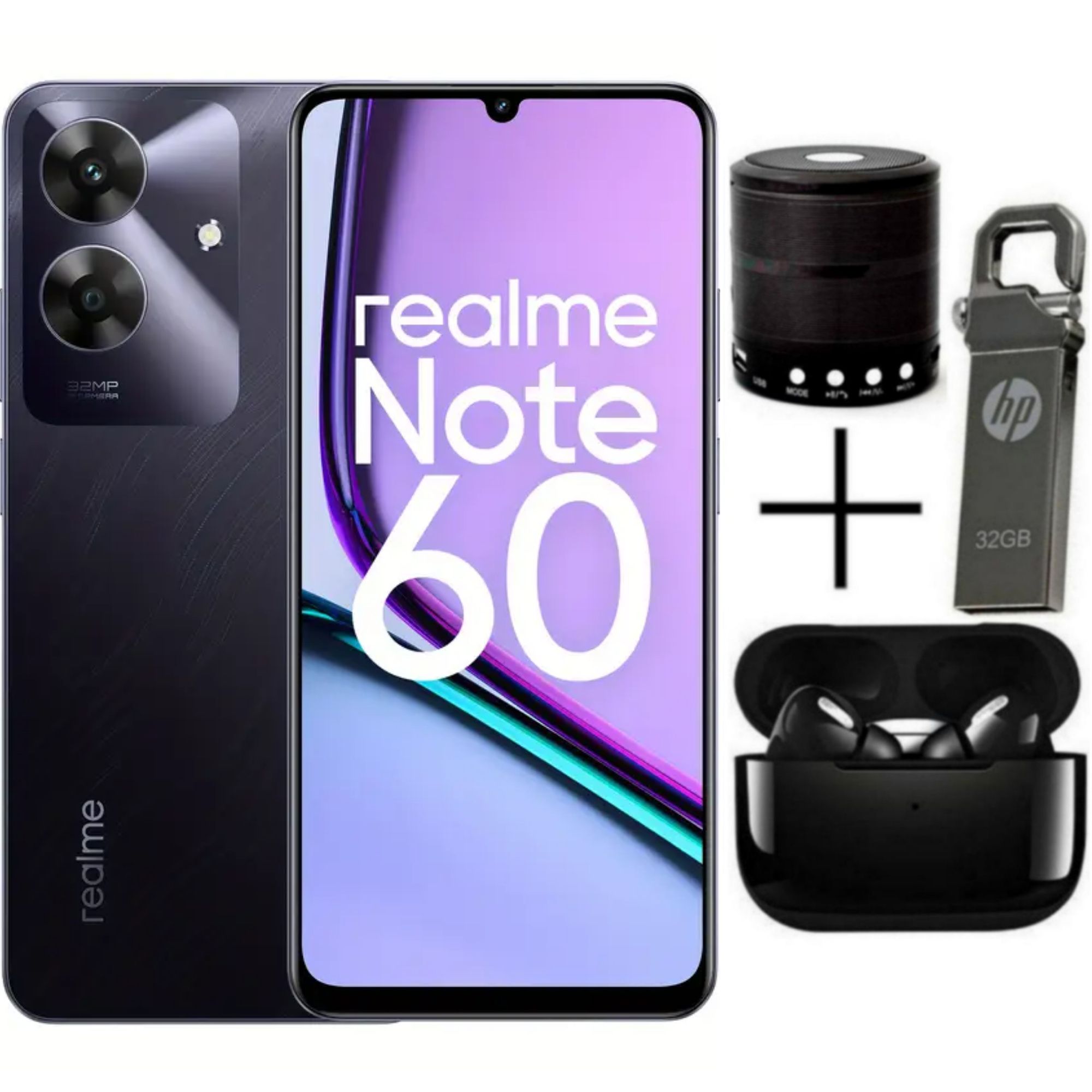 New Arrival Realme Note 60 128GB ROM + 8(4+4)GB RAM 6.74" 90Hz 32MP AI Camera IP64 Drop Dust Water Resistant Android 14 Ultra Slim 5000mAh Type-C Fingerprint phone + FREE GIFTS AVAILABLE