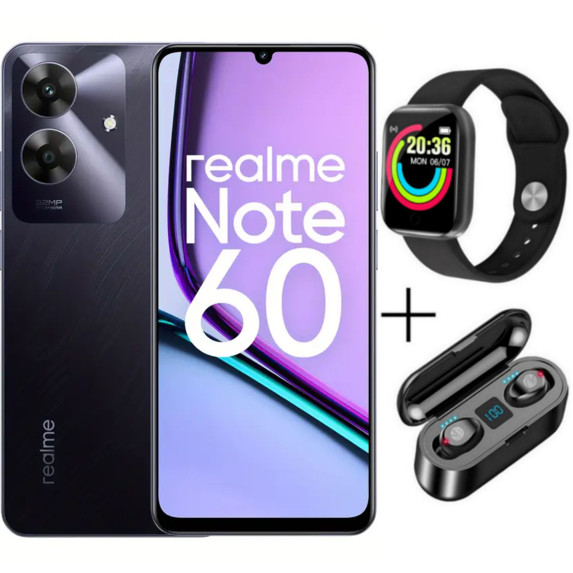 New Arrival Realme Note 60 128GB ROM + 8(4+4)GB RAM 6.74" 90Hz 32MP AI Camera IP64 Drop Dust Water Resistant Android 14 Ultra Slim 5000mAh Type-C Fingerprint phone + FREE GIFTS AVAILABLE