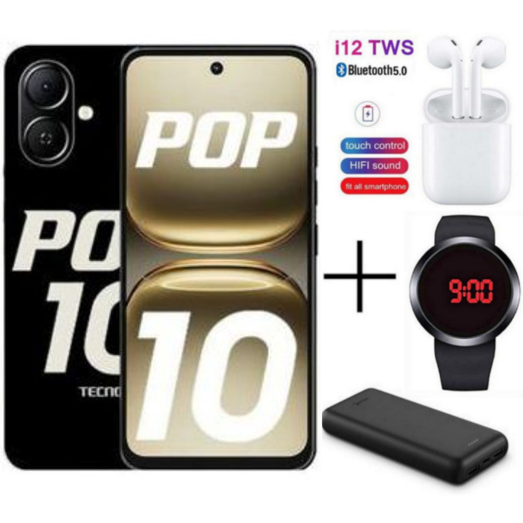 TECNO POP 10 6.67" HD+, 64GB ROM + (3+3) 6GB RAM, 6000mAh Battery, Dual SIM, 13MP Main Camera, Side Fingerprint Unlocking, 18W Fast Charging With FreeLink Calls SMARTPHONE + FREE GIFTS AVAILABLE