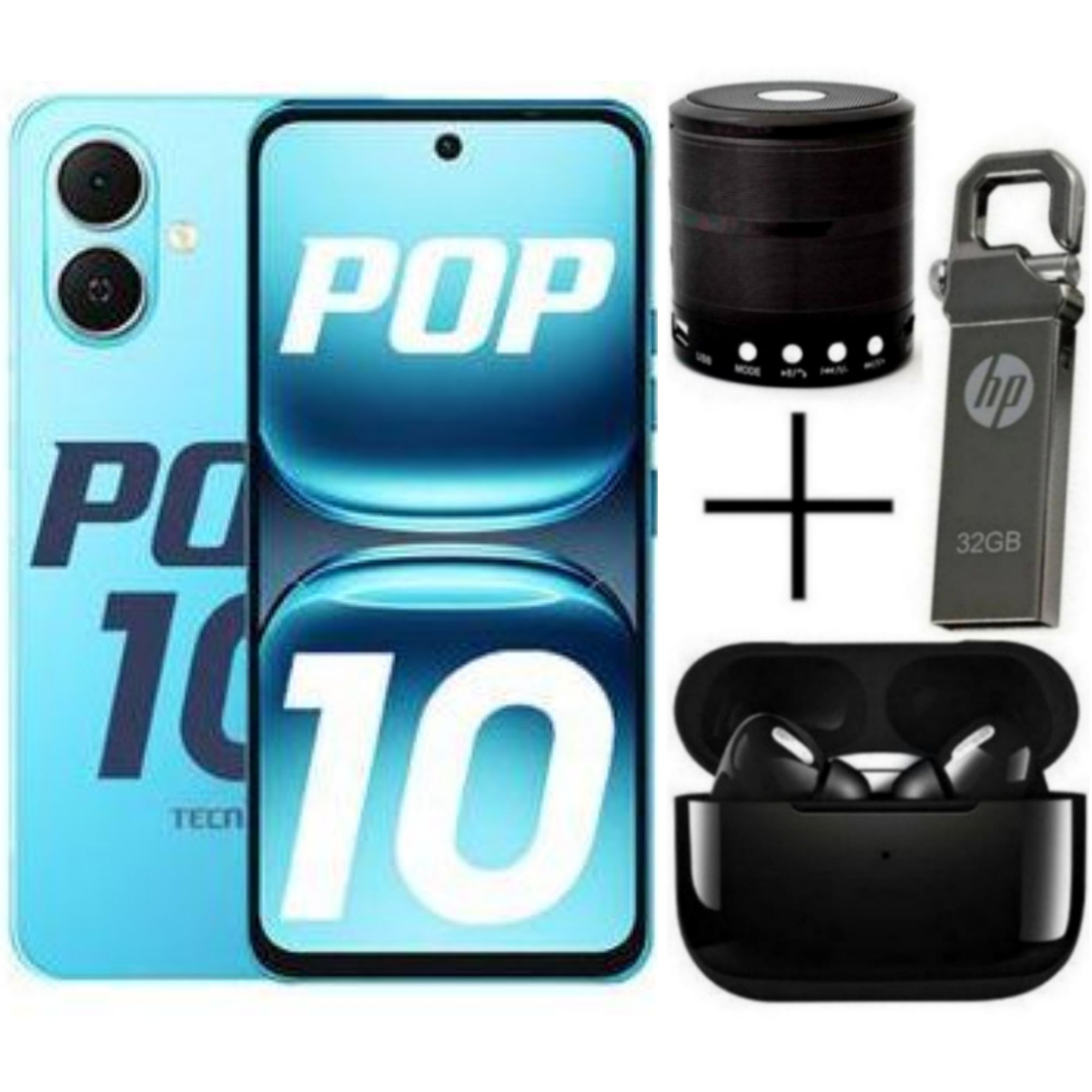 TECNO POP 10 6.67" HD+, 64GB ROM + (3+3) 6GB RAM, 6000mAh Battery, Dual SIM, 13MP Main Camera, Side Fingerprint Unlocking, 18W Fast Charging With FreeLink Calls SMARTPHONE + FREE GIFTS AVAILABLE