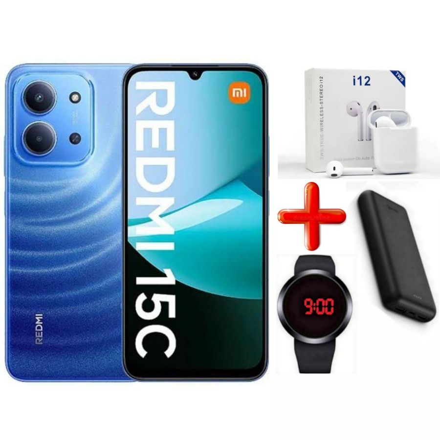 NEW ARRIVAL REDMI 15C 128GB Storage Up t 8(4+4) GB Ram 6.9'' FHD Immersive Display 50MP Main Cam +8MP front 6000mAh 33W Fast Charger Android 15 Xiaomi Hyper OS Side Fingerprint Smartphone + FREE GIFTS