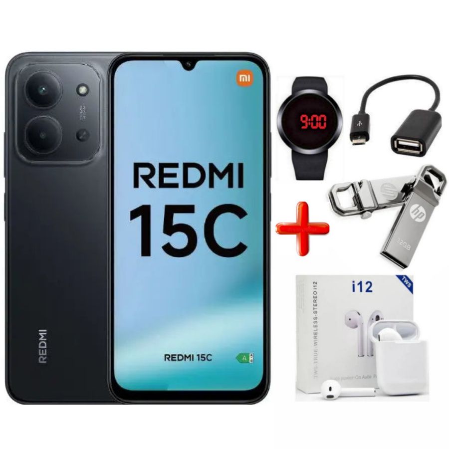 NEW ARRIVAL REDMI 15C 256GB Storage Up t 16(8+8) GB Ram 6.9'' FHD Immersive Display 50MP Main Cam 8MP front 6000mAh 33W Fast Charger Android 15 Xiaomi Hyper OS Side Fingerprint Smartphone + FREE GIFTS