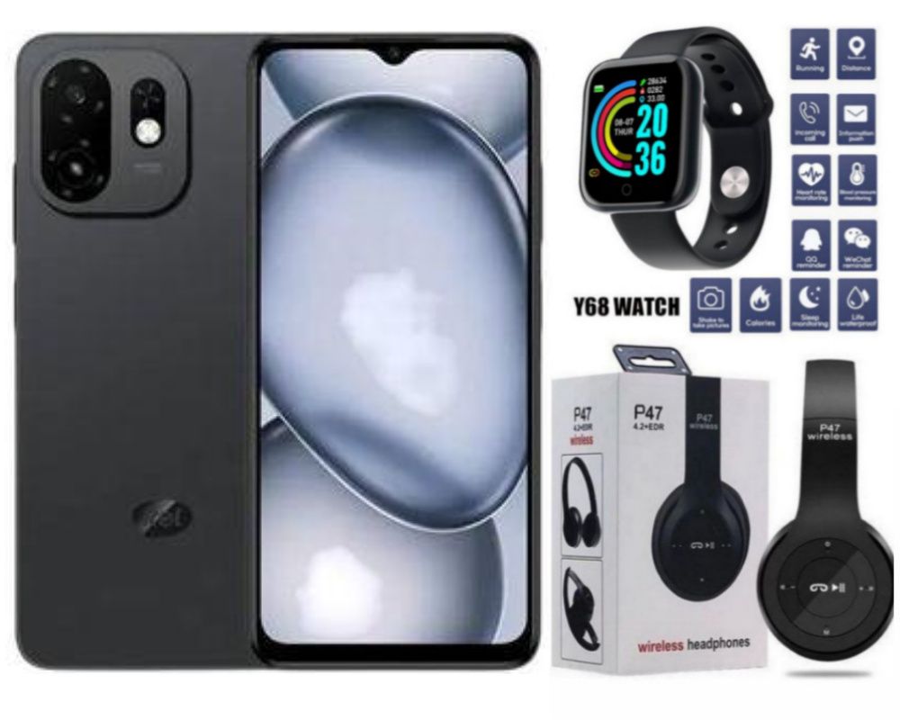 Itel A100C 64GB+2(2+4) GB RAM 6.6" Super clear Display 90HZ Dual SIM 4G/3G/2G Network 8MP Camera Drop worry free Fingerprint (side mounted) Unlock 5000 Mah Big Battery Android 15 Smart Phones