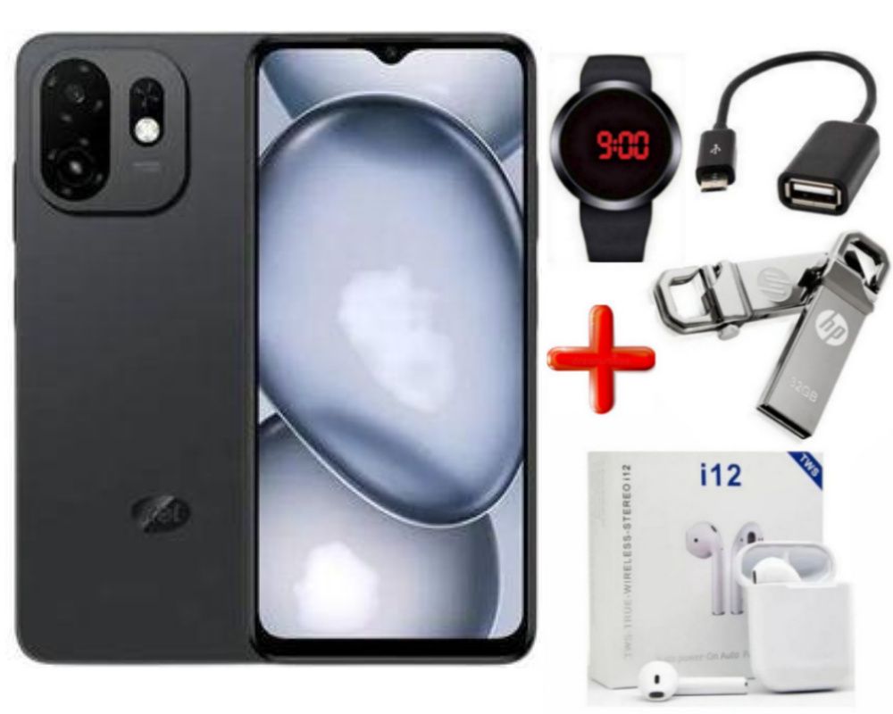 Itel A100C 64GB+2(2+4) GB RAM 6.6" Super clear Display 90HZ Dual SIM 4G/3G/2G Network 8MP Camera Drop worry free Fingerprint (side mounted) Unlock 5000 Mah Big Battery Android 15 Smart Phones