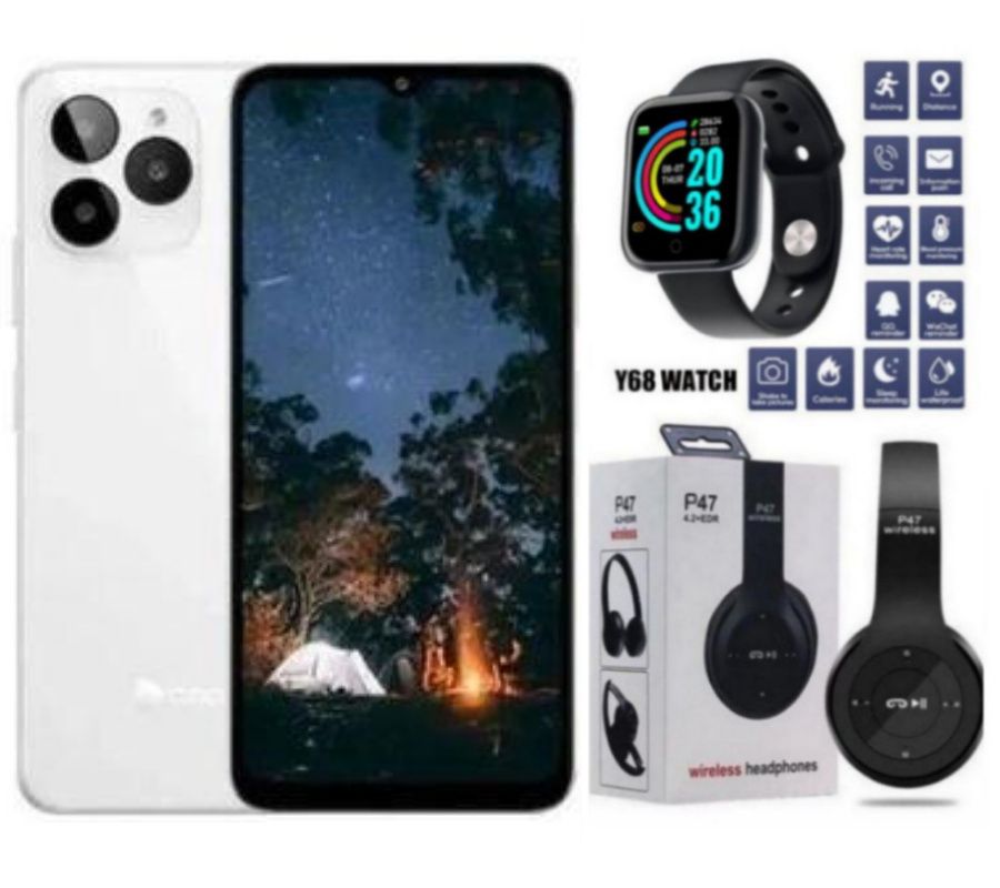 [CRAZY OFFERS] CORN C16 PRO MAX 6.6" STORAGE ROM 64GB RAM 5GB STRONG BATTERY 5000 Mah DOUBLE SIM CARD SMART PHONE ON OFFER FINGERPRINT FACE UNLOCK,8MP SEILFE 13MP TYPE-C + FREE GIFTS