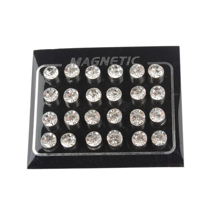 Fashion Shiny Crystal Magnet Ear Studs Plugs Earrings