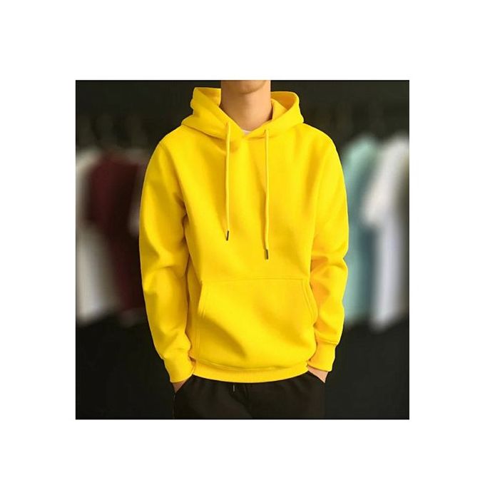 Fashion Hoodies Plain Yellow Unisex