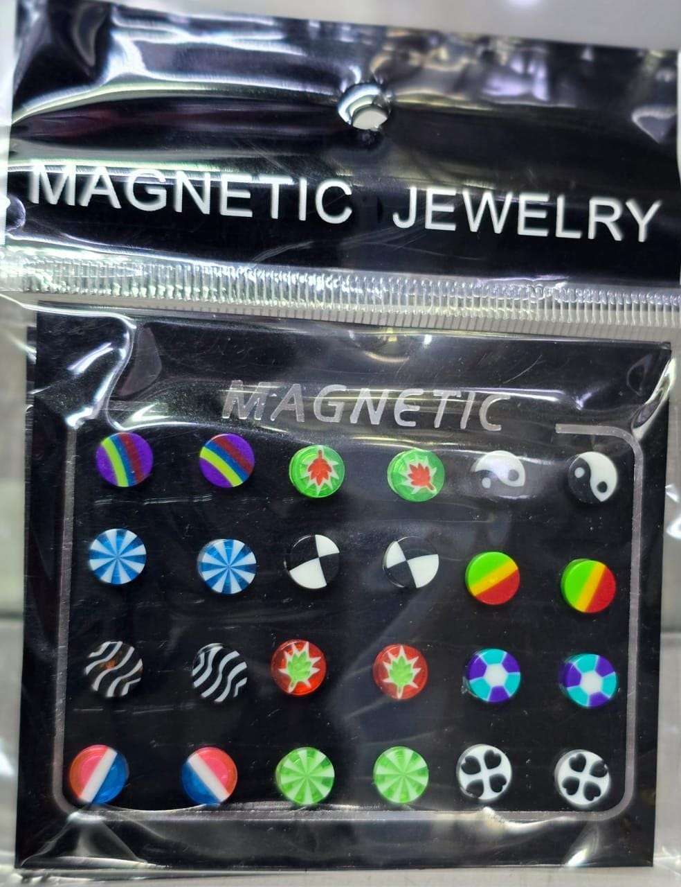 12Pairs/Set Unisex Rhinestone Inlaid Magnetic Stud Earrings Non Piercing Jewelry-