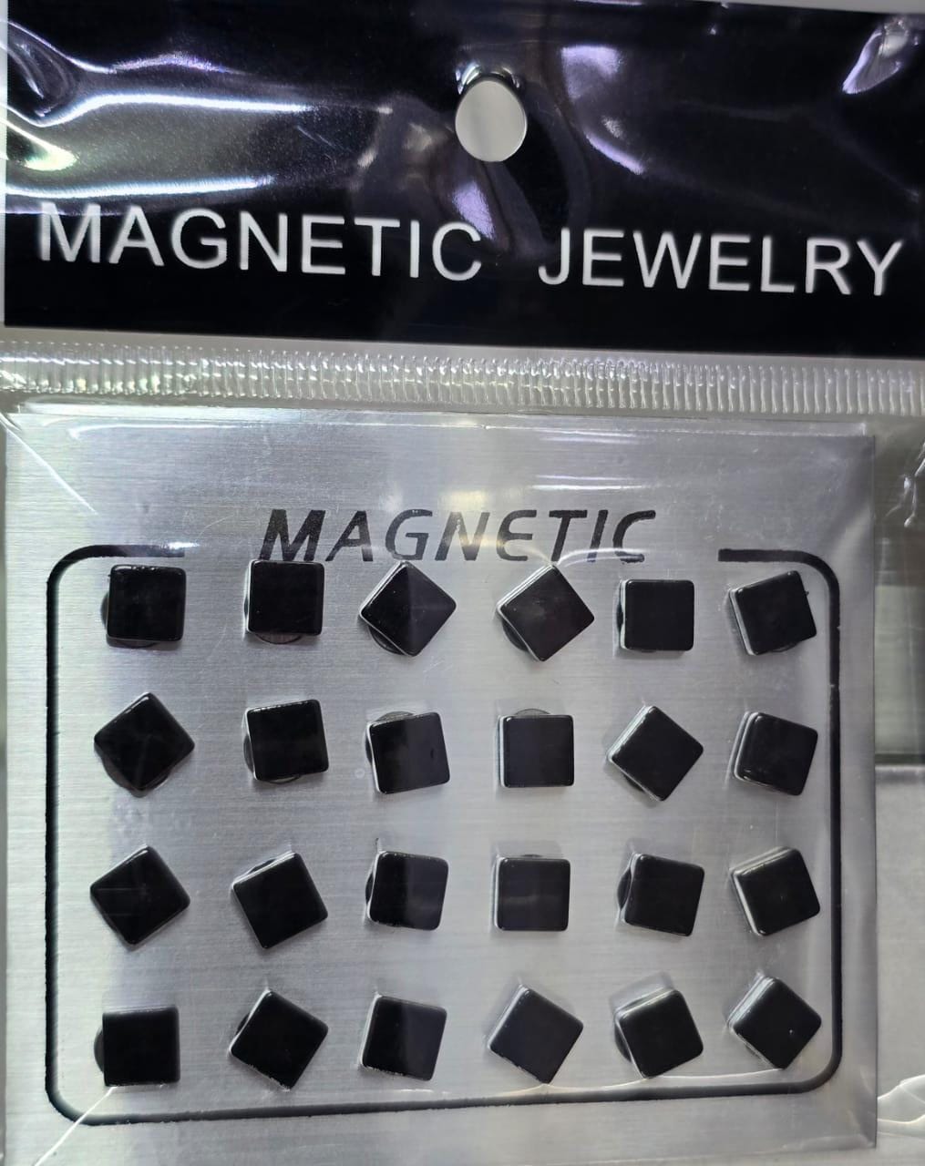 12Pairs/Set Unisex Rhinestone Inlaid Magnetic Stud Earrings Non Piercing Jewelry-