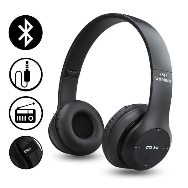 P 47 Hi-Fi Wireless Bluetooth Headphones  +  memory card