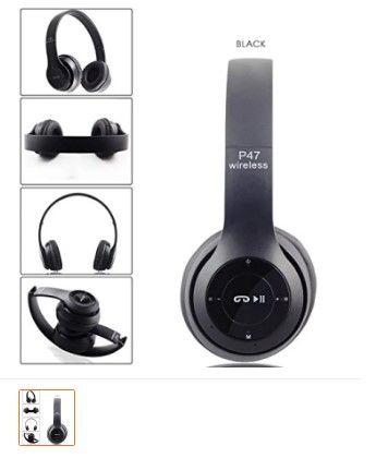 P 47 Hi-Fi Wireless Bluetooth Headphones  +  memory card