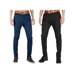 2Pack, Soft Khaki Men's Trouser Slim Fit Official Casual- Black+Navy