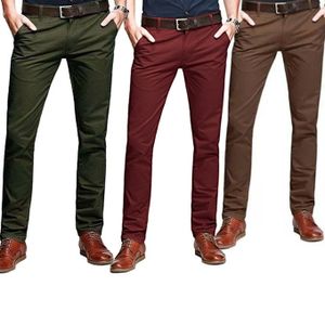 3PCS, Soft Khaki Men's Trouser Slim Fit Official Casual- Green+Maroon+Brown