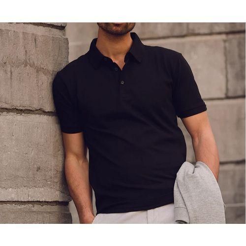 100% Heavy Duty Cotton Men Polo Tshirt- Black