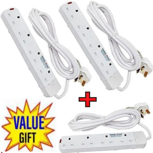 HOME BEST 4 WAY POWER EXTENSION WITH LONG CABLE (2)+FREE 4WAY POWER EXTENSION