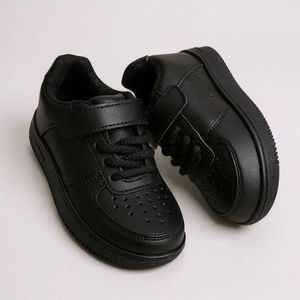 All Black Aforce Sneakers.Cute Spring Autumn Boys Girl's Kids White Fashion Casual Shoes Non-slip Sneakers Sports Shoes PVC Unisex Print Rubber Mesh.