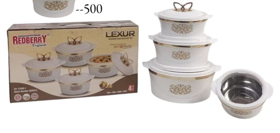 4pcs of Casserole Hotpots Food Warmer Hot Pot, Serving Dishes Serveware Set SIZE 500ML,1000ML,2000ML,3000ML
