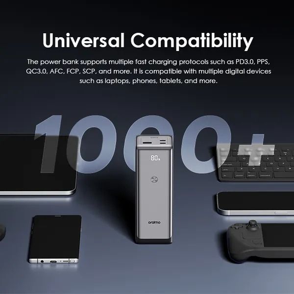 oraimo PowerJet 130 27600mAh 130W Power Bank Laptop Power Bank 100W Max Output capable of charging laptop
