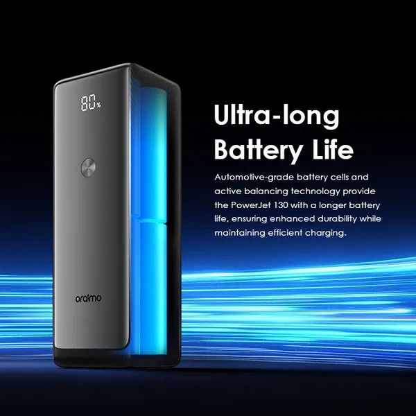 oraimo PowerJet 130 27600mAh 130W Power Bank Laptop Power Bank 100W Max Output capable of charging laptop