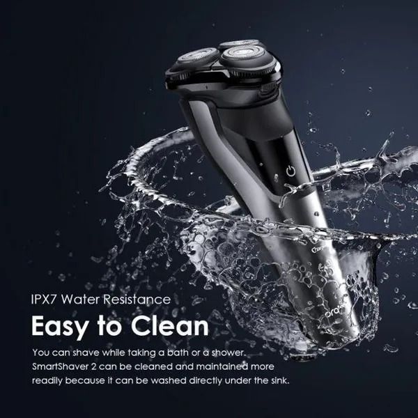 oraimo Smart Shaver 2 Dual Ultra-thin Rotary Electric Shaver Dual Ultra-thin Razor Neat-Clean and Comfortable 3D Floating Razor IPX7 Water Resistance-Easy to Clean