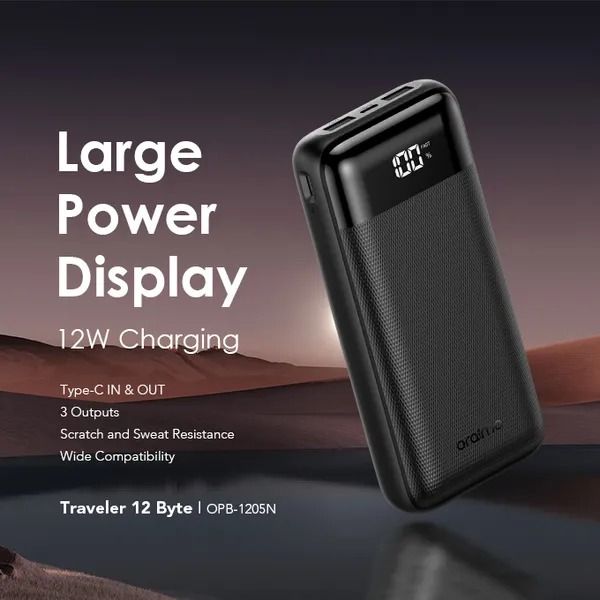 oraimo Traveler 12 Byte 20000mAh 12W Power Bank Oraimo 20000 mah powerbank 12W Powerbank With Type C & Micro USB Input & Output