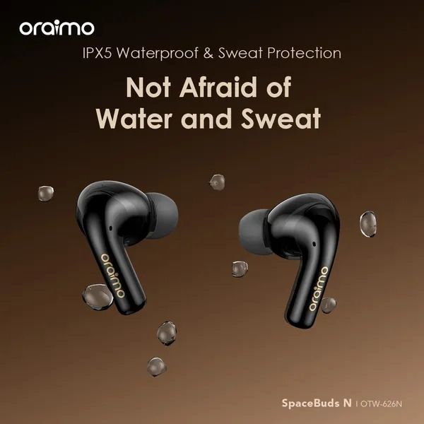 oraimo SpaceBuds N ANC True Wireless Earbuds  38-Hr Long Playtime  Active Noise Cancellation Up to 8.5 hours; the case provides additional 23.5 hours. (ANC ON)