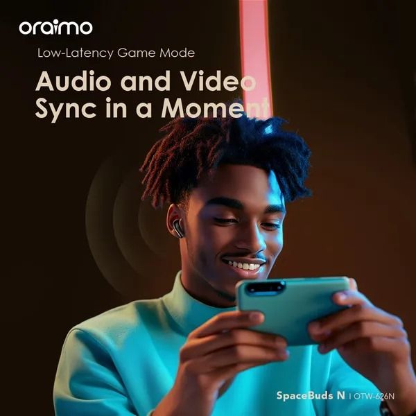 oraimo SpaceBuds N ANC True Wireless Earbuds  38-Hr Long Playtime  Active Noise Cancellation Up to 8.5 hours; the case provides additional 23.5 hours. (ANC ON)