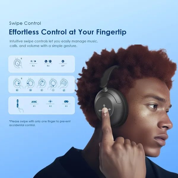oraimo BoomPop Pro ANC Over-Ear Headphones Oraimo Bluetooth Headphones  Touch & Swipe to Control  82-Hour Long Playtime Hybrid Noise Cancelling  Enhanced Bass Boost Dual Device Connection