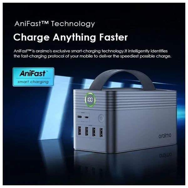 oraimo PowerBox 600 60000mAh 22.5W Power Bank  PD&QC3.0 IN&OUT 5 Outputs  LED Screen Display Oraimo 60000mAh 22.5W Power Bank