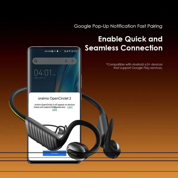 oraimo OpenCirclet 2 IPX5 Steps Tracking Open-Ear Headphones  Open-Ear Bass Boost HD Voice in Calls  IPX5 Waterproof Dual Device Connection Enjoy Seamless Transitions Between Devices