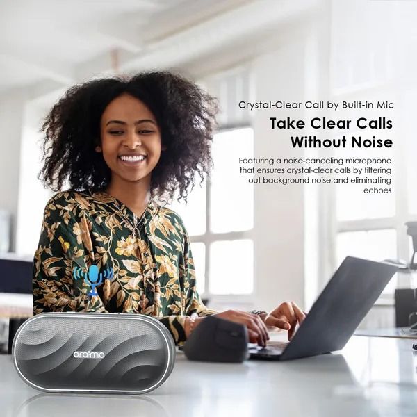 oraimo SpaceBox 8W FM Wireless Speaker  Powerful and Punchy Bass  PlaytimeBoost Mode Battery Capacity：1800mAh/3.7V Audio Output: 8W Charging Input: Type-C Play Mode: BT, TF card, FM radio