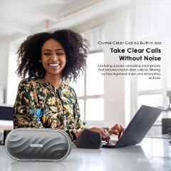 oraimo SpaceBox 8W FM Wireless Speaker  Powerful and Punchy Bass  PlaytimeBoost Mode Battery Capacity：1800mAh/3.7V Audio Output: 8W Charging Input: Type-C Play Mode: BT, TF card, FM radio