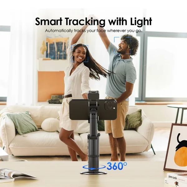 Oraimo FlowMotion Gesture Control Smart Tracking Tripod | 360° Face Tracking Phone Gimbal Stabilizer with Auto Tracking, Vlogging Stand, Selfie Stick & Live Streaming Support