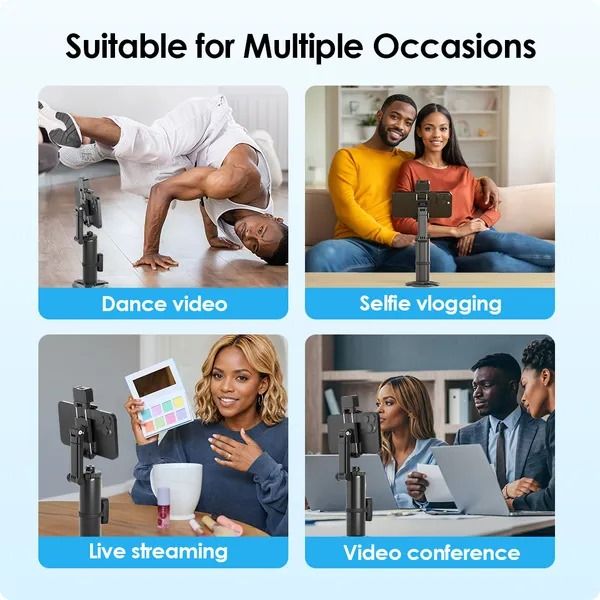 Oraimo FlowMotion Gesture Control Smart Tracking Tripod | 360° Face Tracking Phone Gimbal Stabilizer with Auto Tracking, Vlogging Stand, Selfie Stick & Live Streaming Support