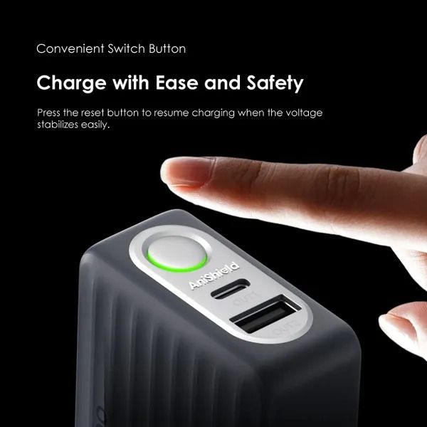 oraimo PowerShield C18 18W Wall Charger Kit 18W Fast Charging Automatic Power Outage Protection  Touch Switch  Multi-Protection Safety System with Type C Cable