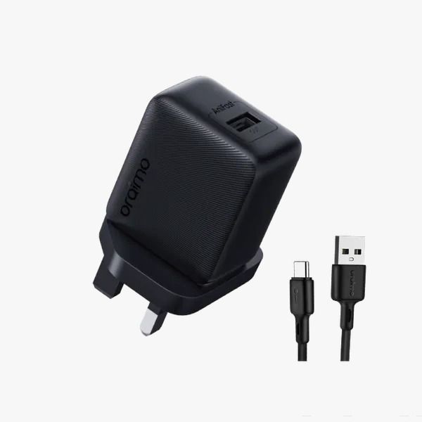oraimo Cannon 18S 18W Wall Charger Kit with Fast Type C Cable  PE2.0 & QC3.0 Compatible  AniFast™ Fast Charging  Smart Temperature Management Safety Protection