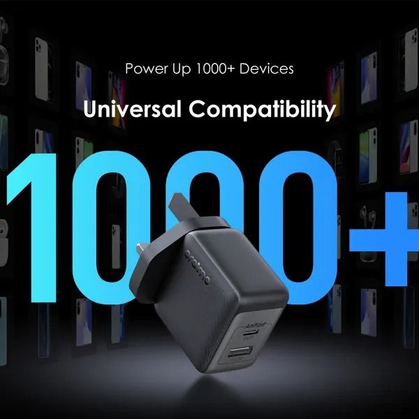 oraimo PowerGaN 36 Pro 36W Wall Charger Kit with 1M  Type-C to Type-C Cable  1000+ Devices Compatibility  USB-A & Type-C Dual Fast Charge Output Compact and Durable Design