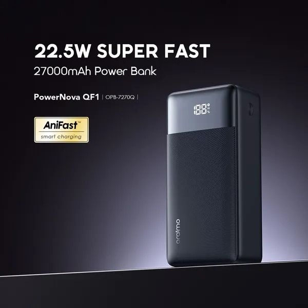oraimo PowerNova QF1 27000mAh 22.5W Power Bank Charge Your Phone Up TO 5.5 Times Charge Phone To 60% In 30 Mins  QC3.0 & PD3.0 Compatible  Smart Digital Display