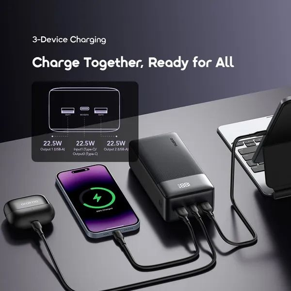 oraimo PowerNova QF1 27000mAh 22.5W Power Bank Charge Your Phone Up TO 5.5 Times Charge Phone To 60% In 30 Mins  QC3.0 & PD3.0 Compatible  Smart Digital Display