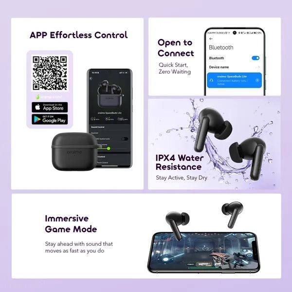 oraimo SpaceBuds Lite Sound360 Anti-Lost True Wireless Earbuds  Sound360 Spatial Audio Smart Earbud Finder Free Anti-Lost Lanyard Included 40-Hr Long Playtime