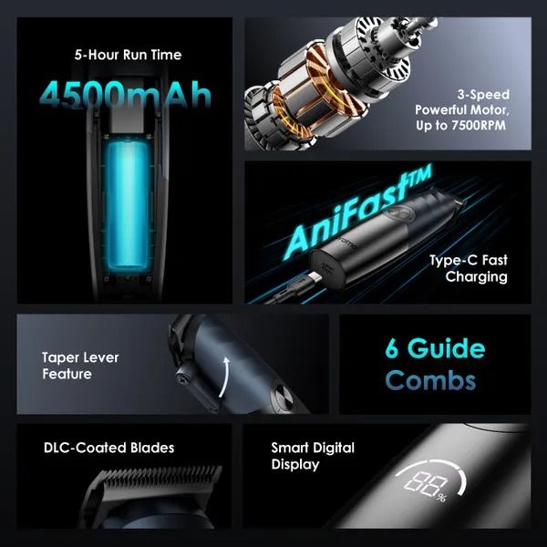 oraimo SmartClipper Pro Max Professional Hair Clipper  LED Screen Display  Adjustable Blades  5-Hour Run Time Up to 7500RPM Motor