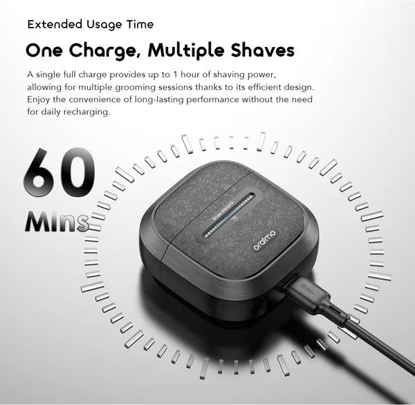 oraimo GoShave Multi-Functional Shaver Slide Switch Wet & Dry Use  Magnetic Shaving Head & Cover  Long-Lasting Battery
