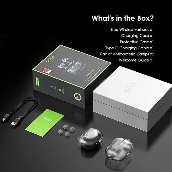 oraimo SpaceBuds Pro Hybrid ANC True Wireless Earbuds  50dB Hybrid ANC Noise Cancellation Space Capsule Design Concept  Sound360 Spatial Audio AI Noise Cancellation