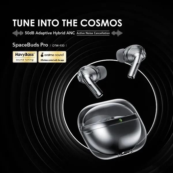 oraimo SpaceBuds Pro Hybrid ANC True Wireless Earbuds  50dB Hybrid ANC Noise Cancellation Space Capsule Design Concept  Sound360 Spatial Audio AI Noise Cancellation