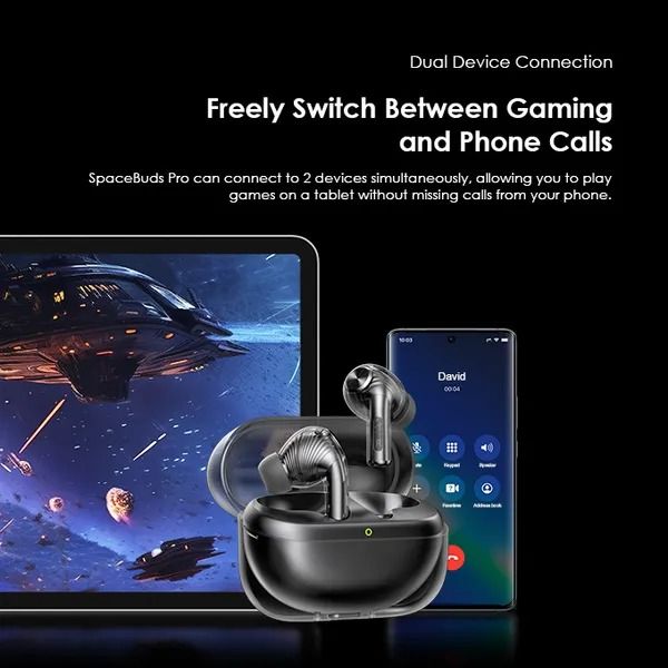 oraimo SpaceBuds Pro Hybrid ANC True Wireless Earbuds  50dB Hybrid ANC Noise Cancellation Space Capsule Design Concept  Sound360 Spatial Audio AI Noise Cancellation