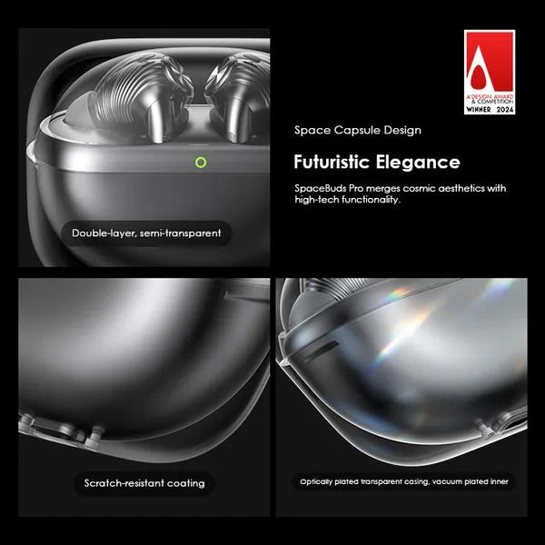 oraimo SpaceBuds Pro Hybrid ANC True Wireless Earbuds  50dB Hybrid ANC Noise Cancellation Space Capsule Design Concept  Sound360 Spatial Audio AI Noise Cancellation