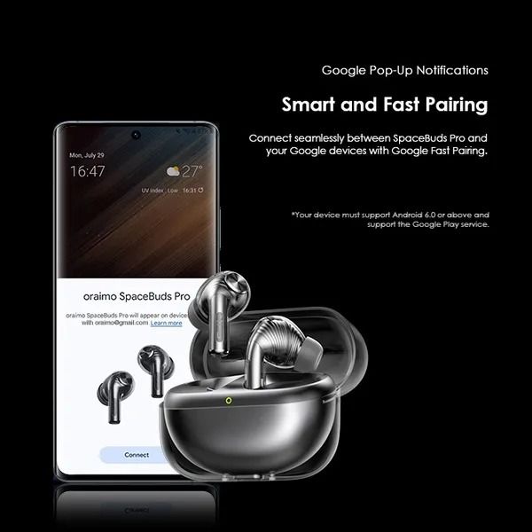 oraimo SpaceBuds Pro Hybrid ANC True Wireless Earbuds  50dB Hybrid ANC Noise Cancellation Space Capsule Design Concept  Sound360 Spatial Audio AI Noise Cancellation